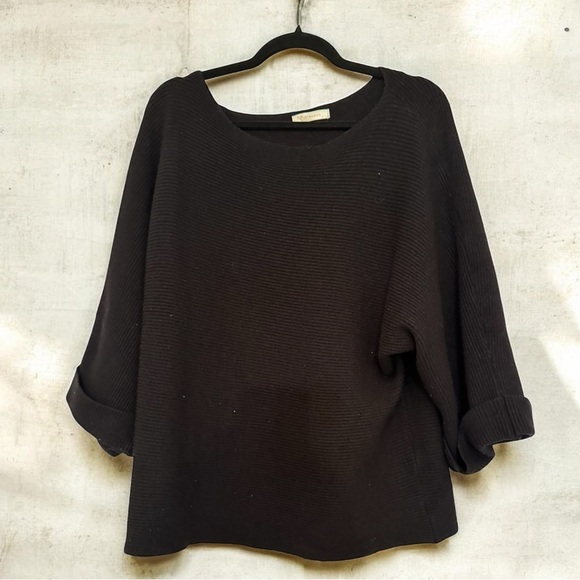 Black Off Shoulder Women's Sweatshirt - Picture 3 of 5